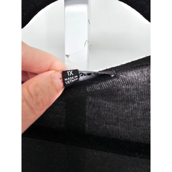 Lynn Ryan Womens Sz 1X 3/4 Sleeve Cardigan Sweater Black w/ Fringe - Picture 4 of 5